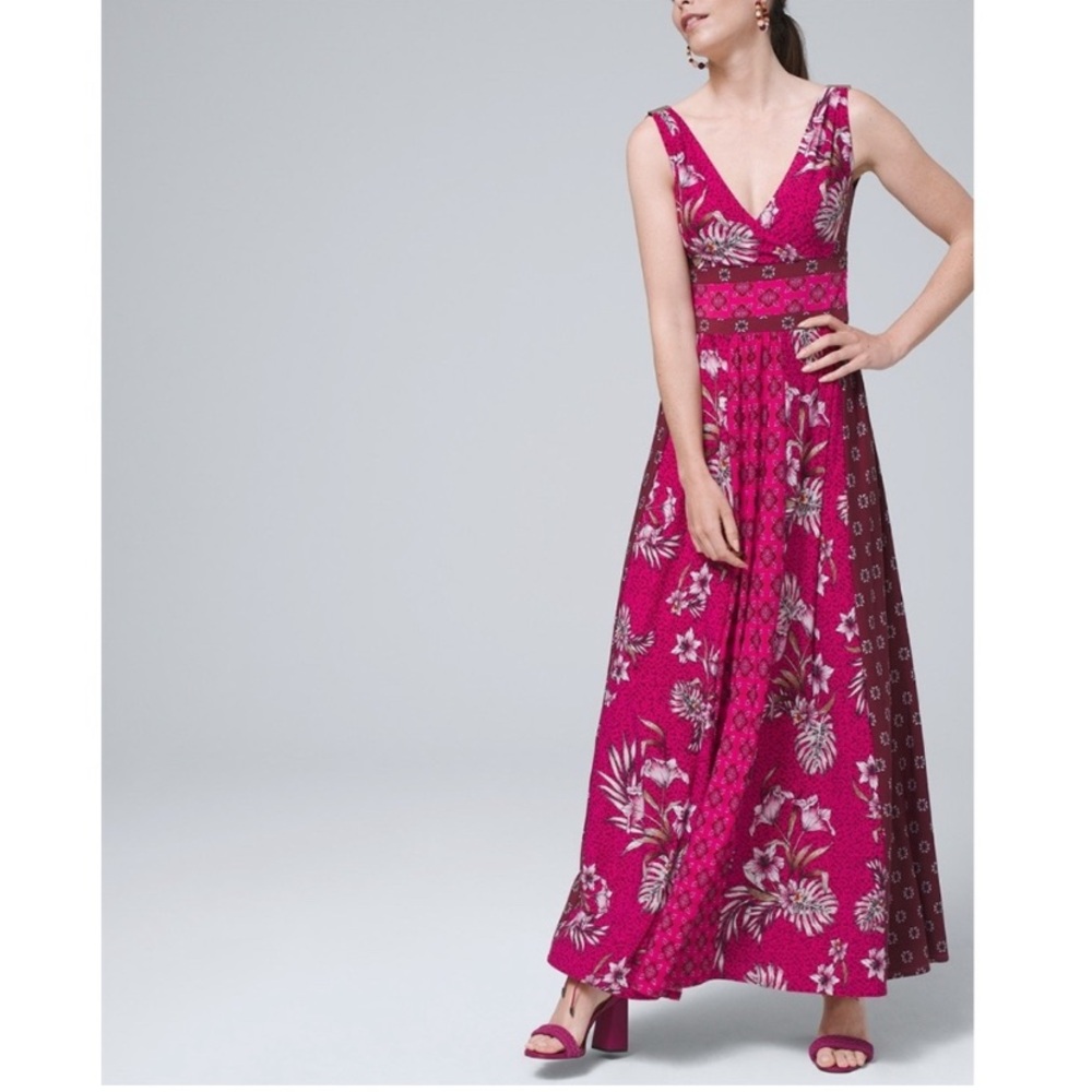 WHBM Mixed Print Matte Jersey Maxi Dress